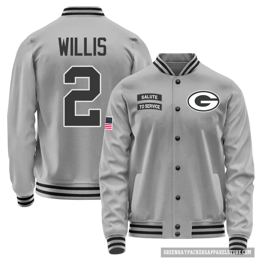 Men's ＃2 Malik Willis Green Bay Packers Gray Salute to Service Performance Jacket