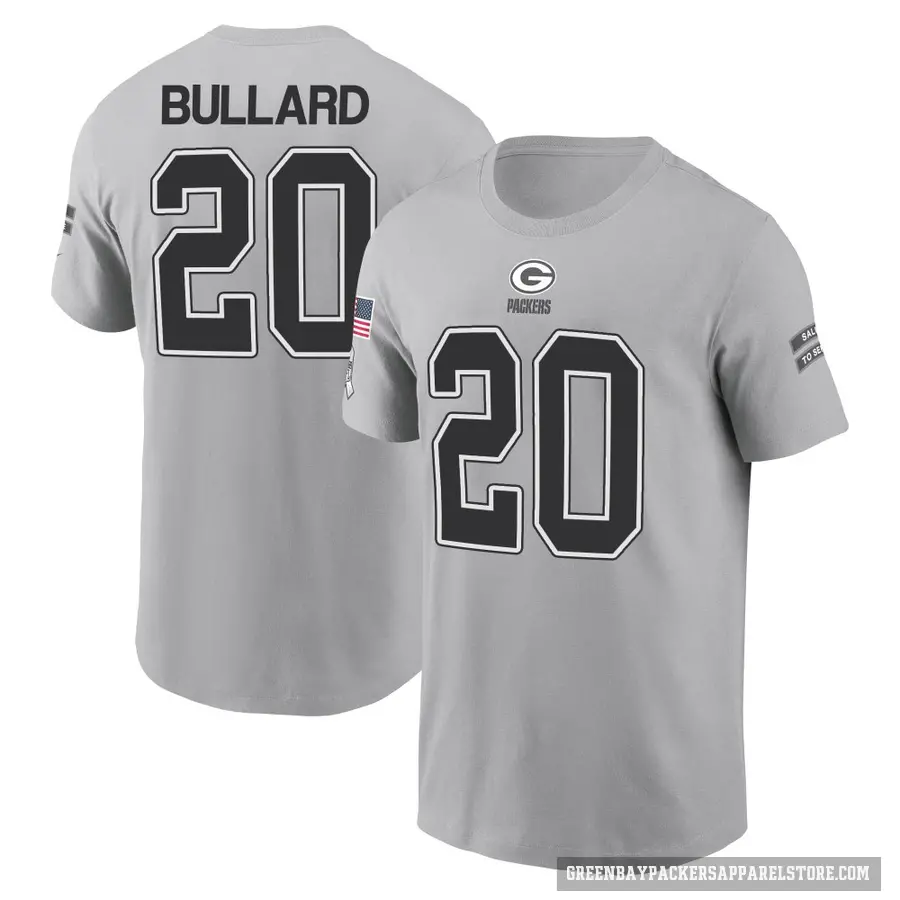 Men's ＃20 Javon Bullard Green Bay Packers Gray 2024 Salute to Service T-Shirt