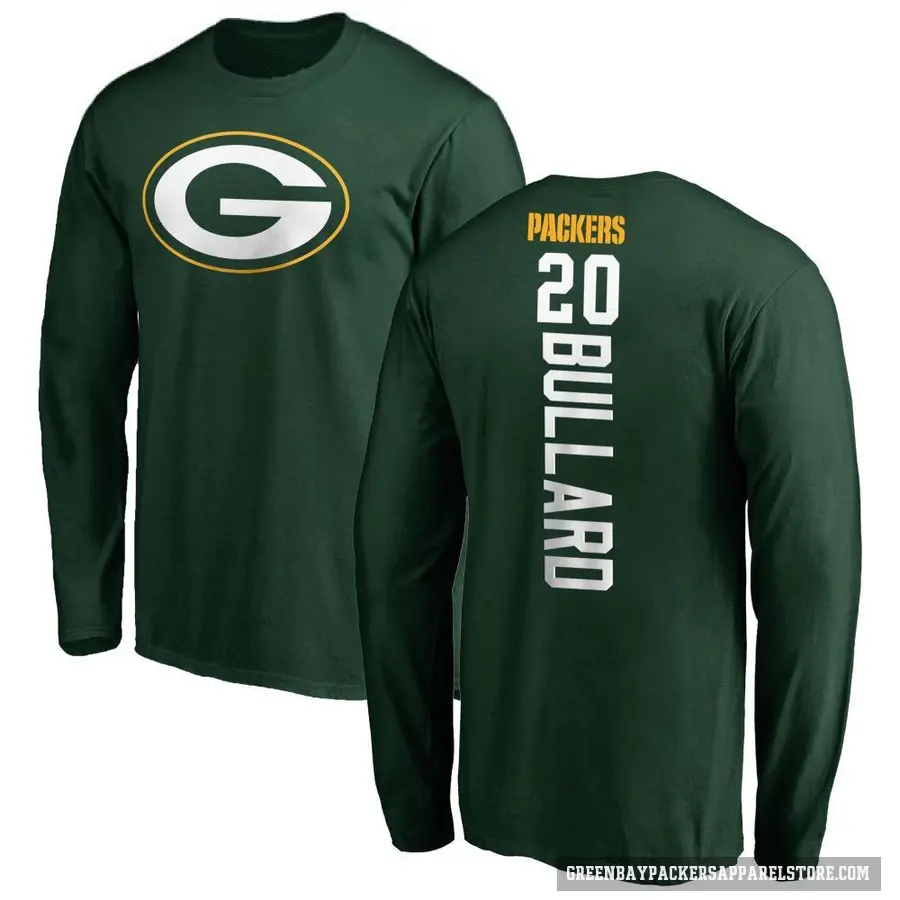 Men's ＃20 Javon Bullard Green Bay Packers Green Backer Long Sleeve T-Shirt