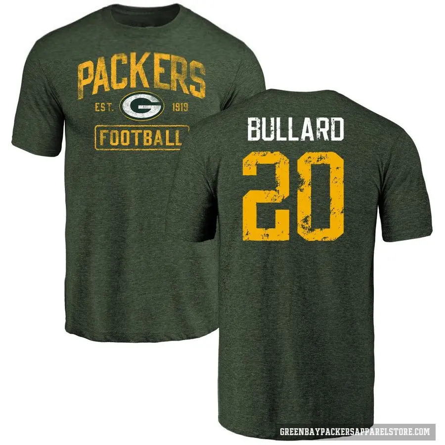 Men's ＃20 Javon Bullard Green Bay Packers Green Distressed T-Shirt