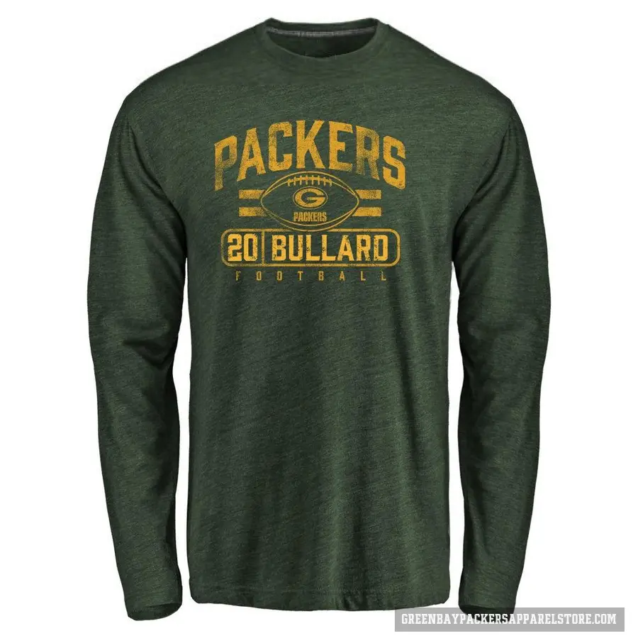 Men's ＃20 Javon Bullard Green Bay Packers Green Flanker Long Sleeve T-Shirt