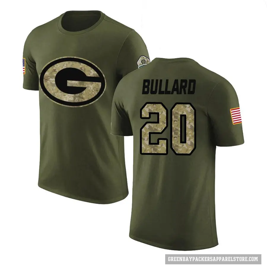 Men's ＃20 Javon Bullard Green Bay Packers Olive Salute to Service T-Shirt