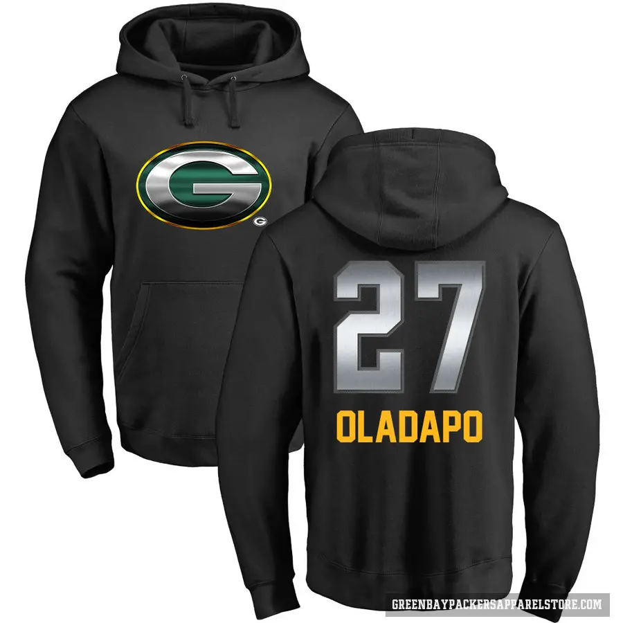 Men's ＃27 Kitan Oladapo Green Bay Packers Black Midnight Mascot Pullover Hoodie