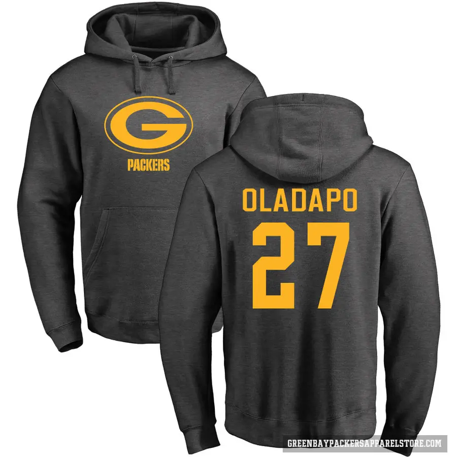 Men's ＃27 Kitan Oladapo Green Bay Packers Pro Line by Branded Ash One Color Pullover Hoodie