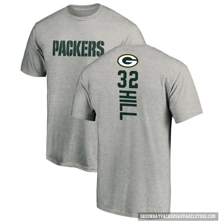 Men's ＃32 Kylin Hill Green Bay Packers Ash Backer T-Shirt