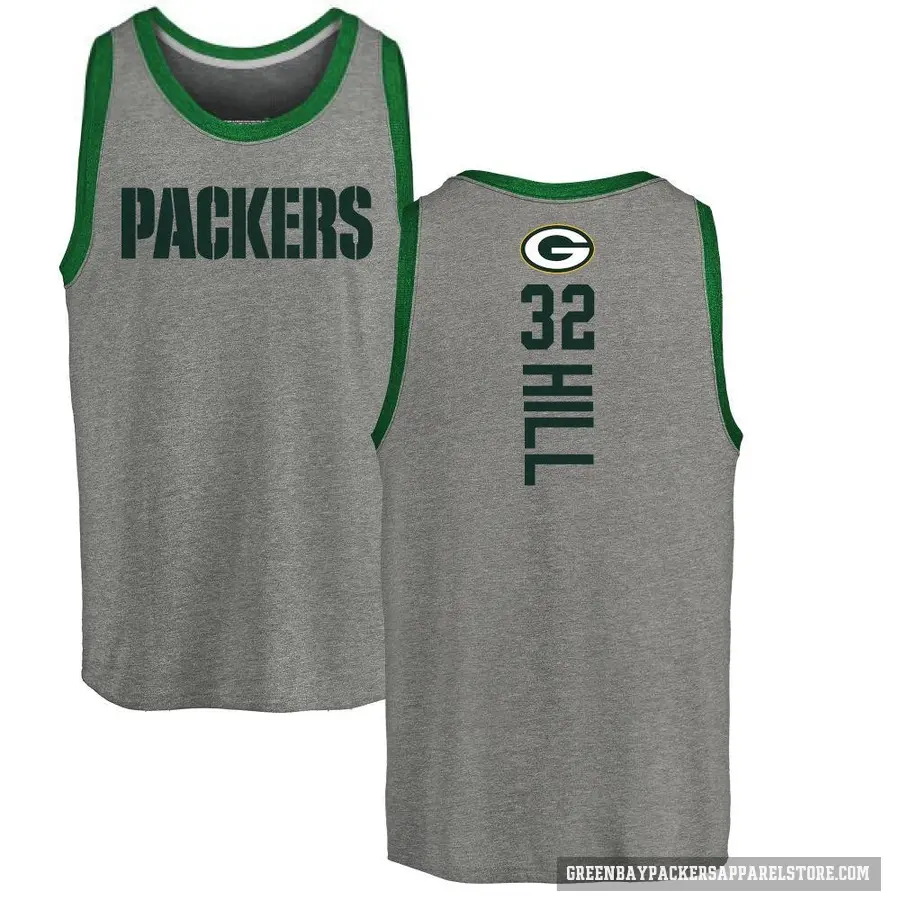 Men's ＃32 Kylin Hill Green Bay Packers Ash Backer Tank Top