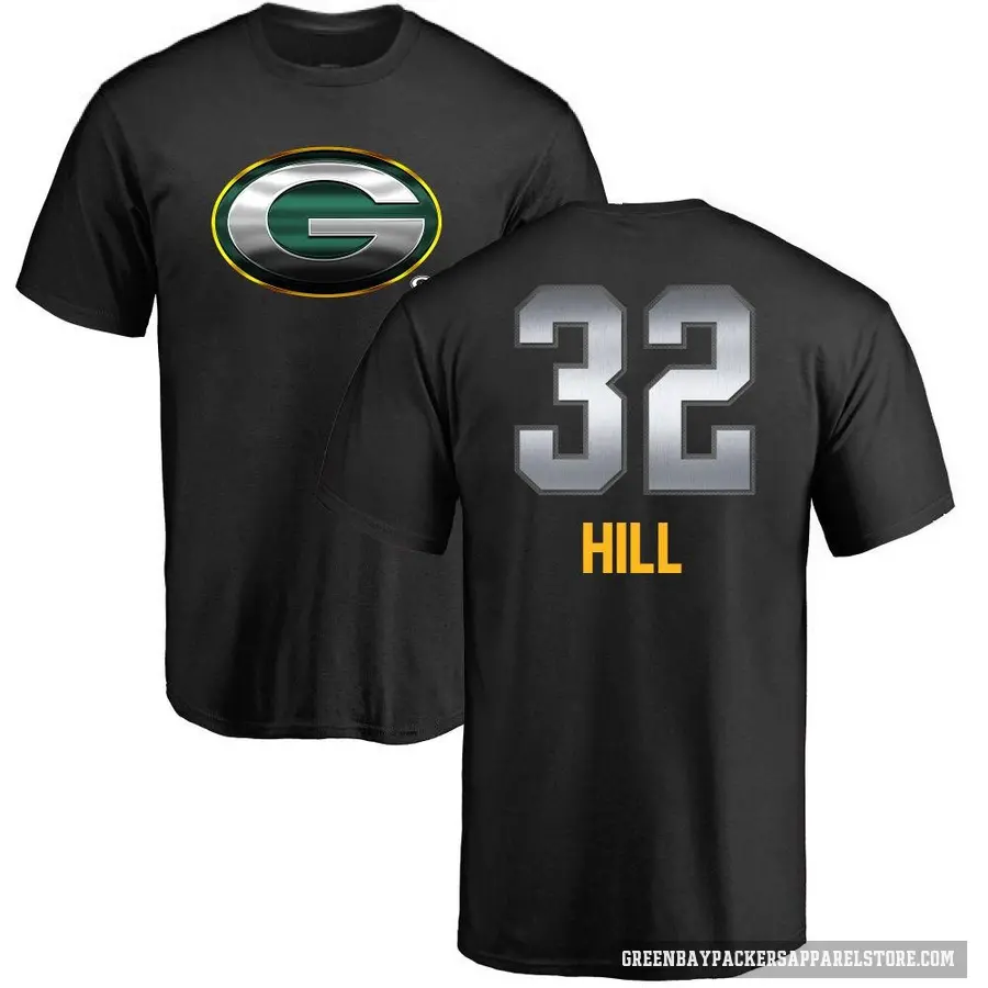 Men's ＃32 Kylin Hill Green Bay Packers Black Midnight Mascot T-Shirt