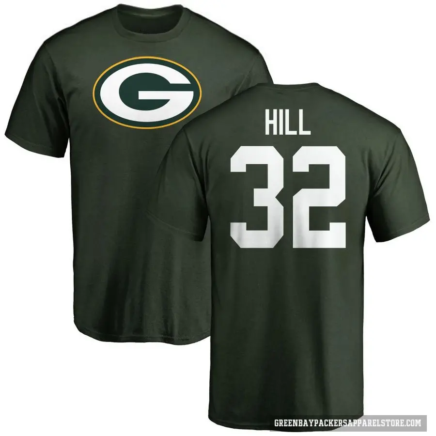 Men's ＃32 Kylin Hill Green Bay Packers Green Logo T-Shirt