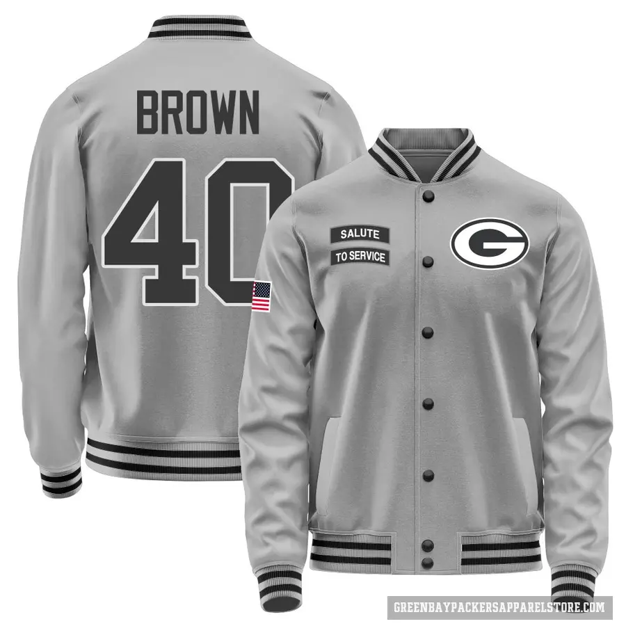 Men's ＃40 Omar Brown Green Bay Packers Gray Salute to Service Performance Jacket