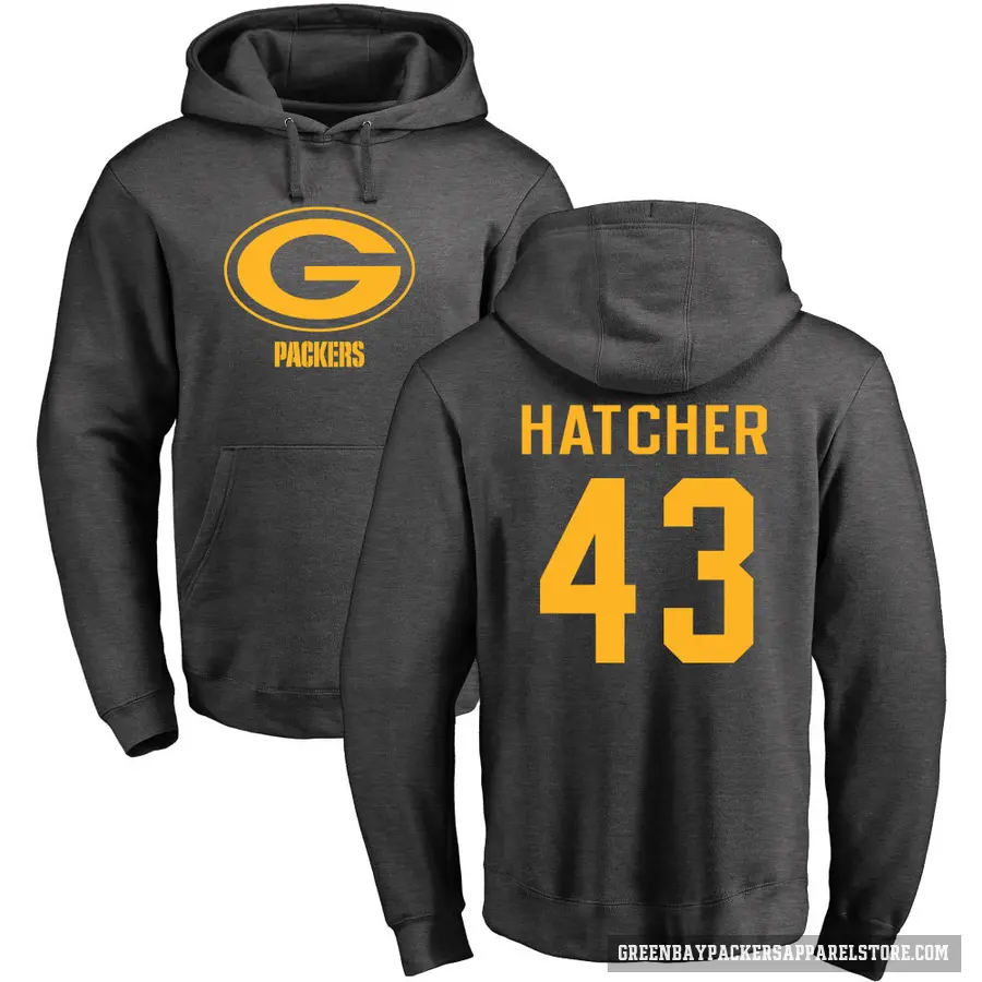 Men's ＃43 Broughton Hatcher Green Bay Packers Pro Line by Branded Ash One Color Pullover Hoodie