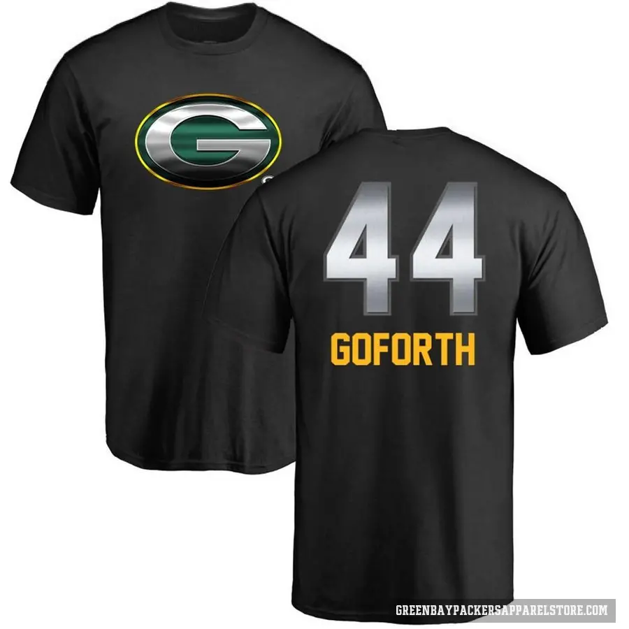 Men's ＃44 Ralen Goforth Green Bay Packers Black Midnight Mascot T-Shirt