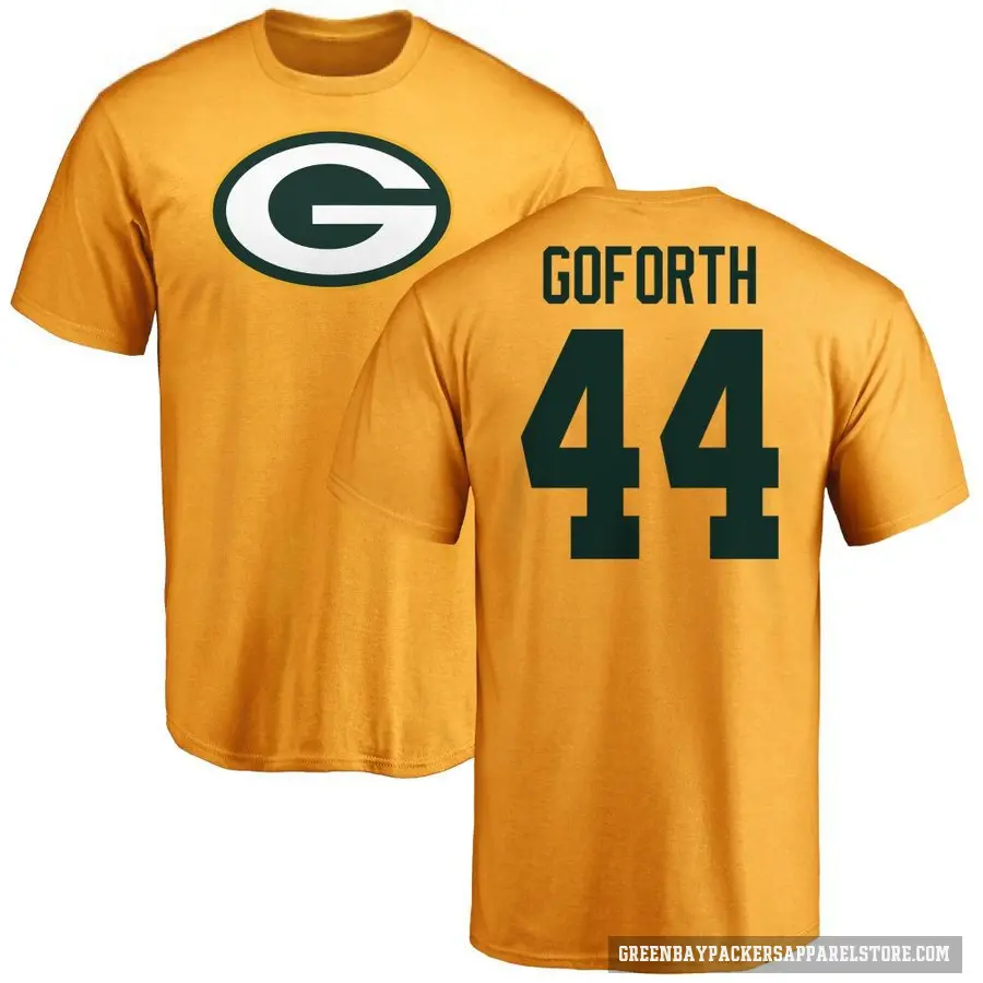 Men's ＃44 Ralen Goforth Green Bay Packers Gold Logo T-Shirt