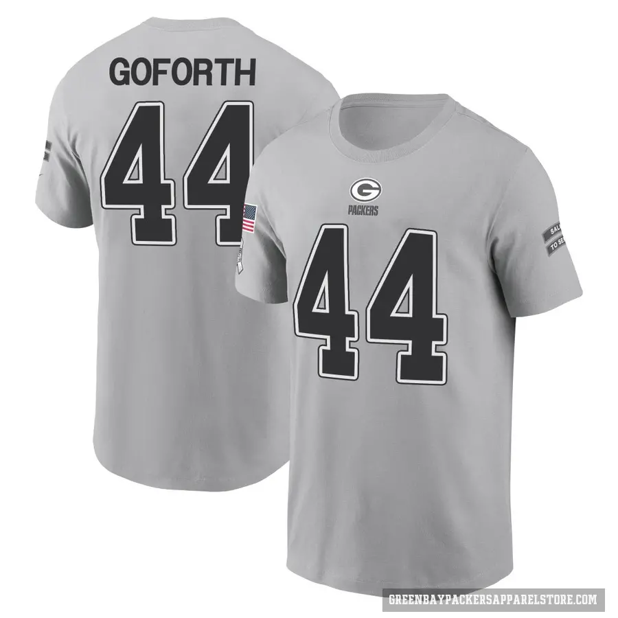 Men's ＃44 Ralen Goforth Green Bay Packers Gray 2024 Salute to Service T-Shirt