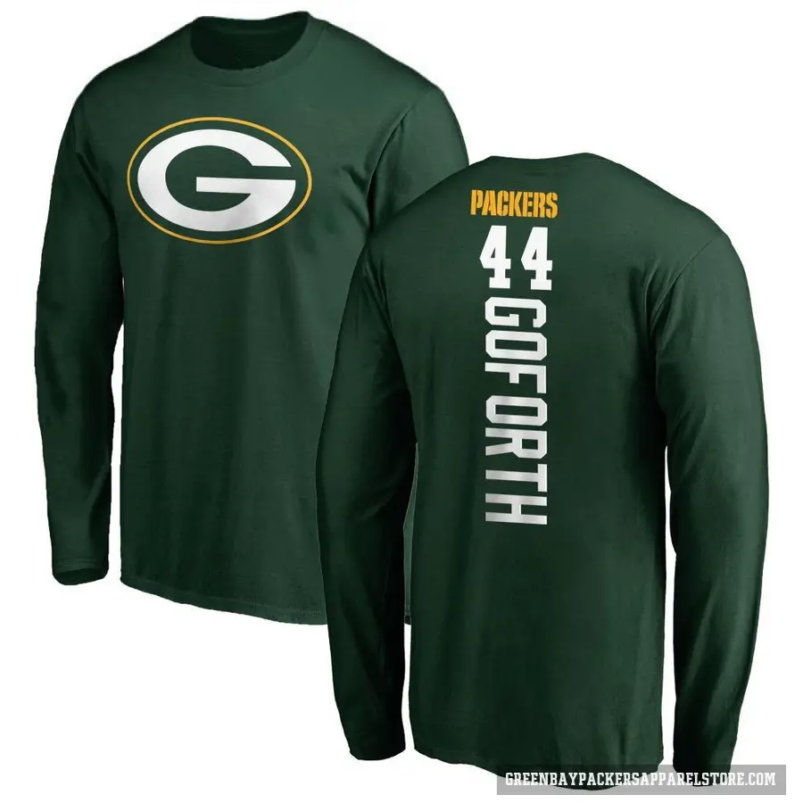 Men's ＃44 Ralen Goforth Green Bay Packers Green Backer Long Sleeve T-Shirt