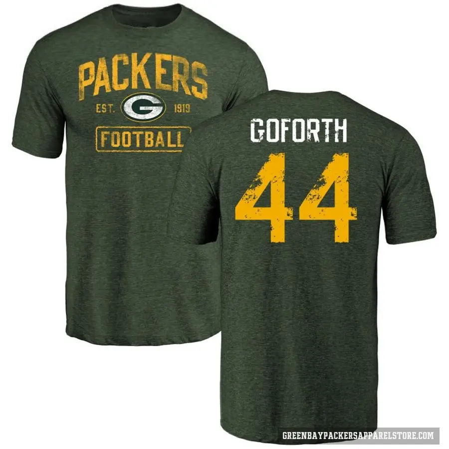 Men's ＃44 Ralen Goforth Green Bay Packers Green Distressed T-Shirt