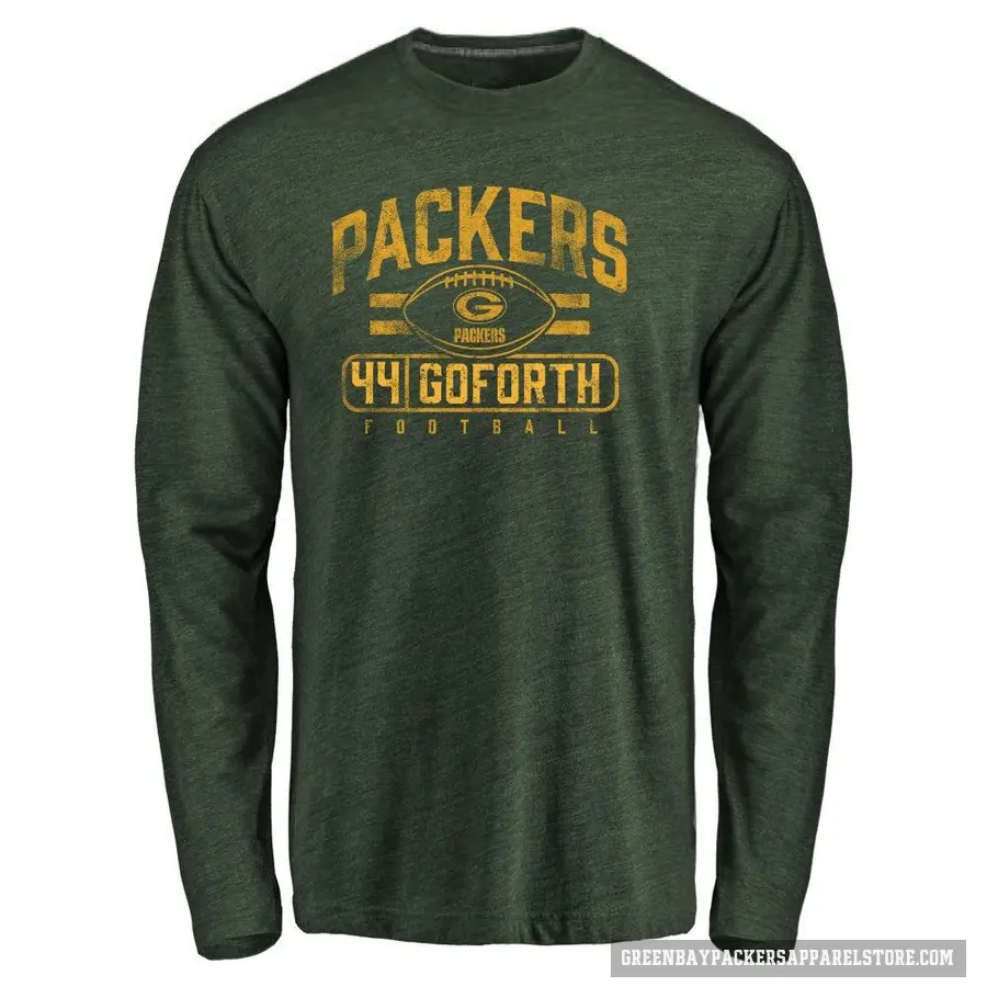 Men's ＃44 Ralen Goforth Green Bay Packers Green Flanker Long Sleeve T-Shirt