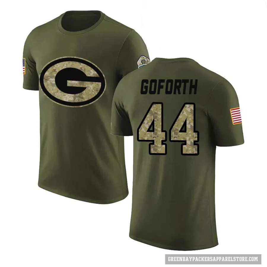 Men's ＃44 Ralen Goforth Green Bay Packers Olive Salute to Service T-Shirt