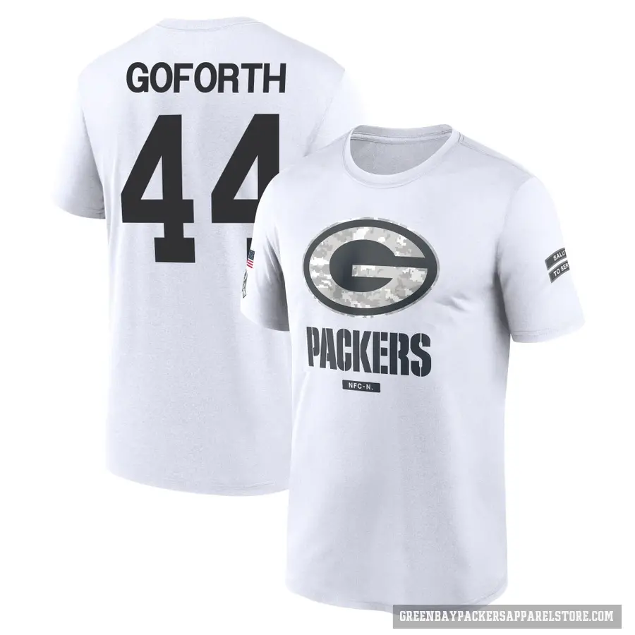 Men's ＃44 Ralen Goforth Green Bay Packers White 2024 Salute to Service Performance T-Shirt