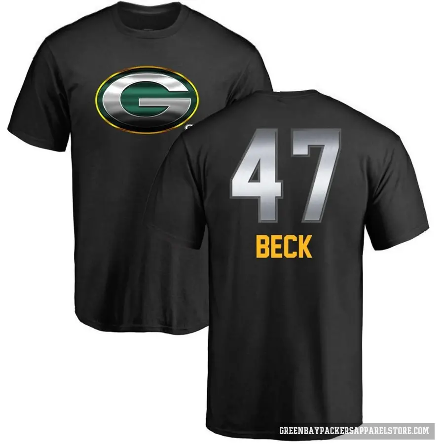 Men's ＃47 Andrew Beck Green Bay Packers Black Midnight Mascot T-Shirt