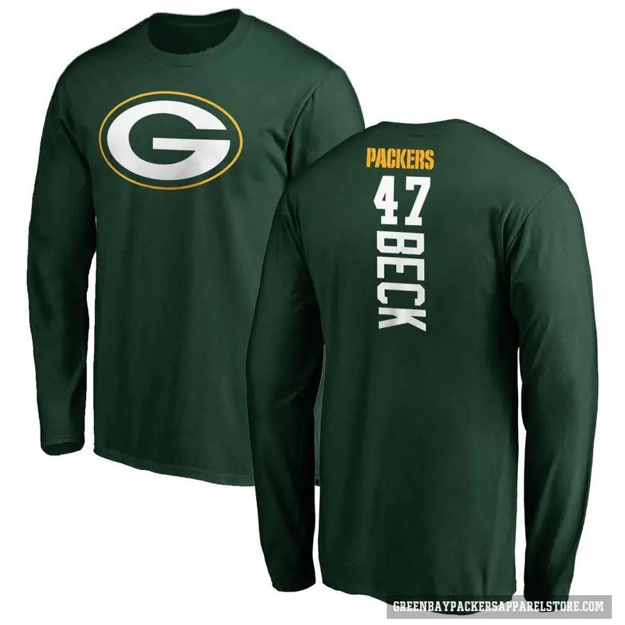 Men's ＃47 Andrew Beck Green Bay Packers Green Backer Long Sleeve T-Shirt