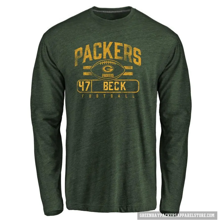 Men's ＃47 Andrew Beck Green Bay Packers Green Flanker Long Sleeve T-Shirt