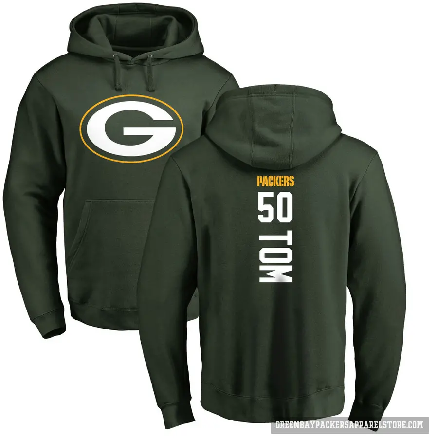 Men's ＃50 Zach Tom Green Bay Packers Green Pro Line Backer Pullover Hoodie