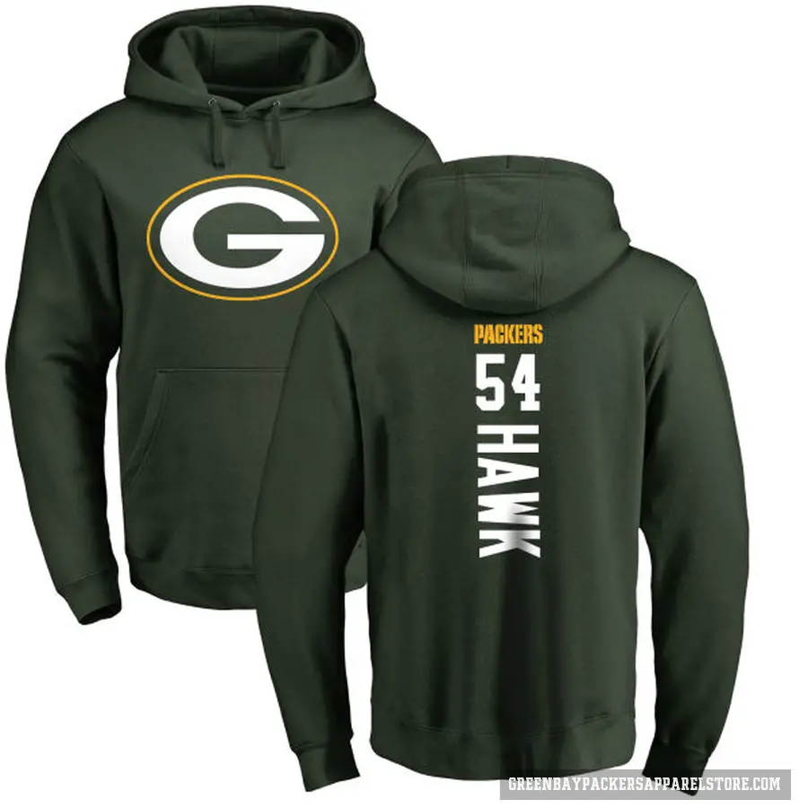 Men's ＃54 A.J. Hawk Green Bay Packers Green Pro Line Backer Pullover Hoodie