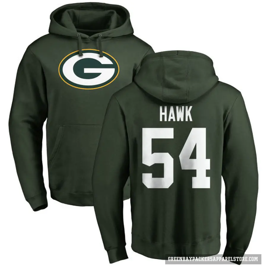 Men's ＃54 A.J. Hawk Green Bay Packers Green Pro Line Logo Pullover Hoodie