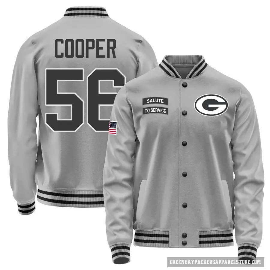 Men's ＃56 Edgerrin Cooper Green Bay Packers Gray Salute to Service Performance Jacket