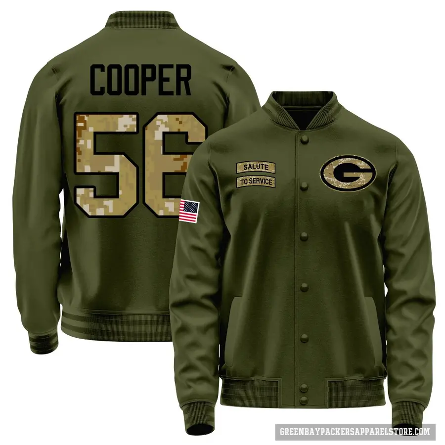 Men's ＃56 Edgerrin Cooper Green Bay Packers Olive Salute to Service Sideline Performance Jacket