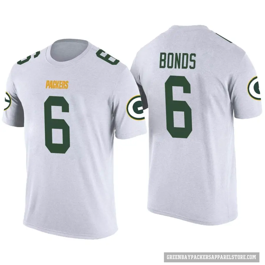 Men's ＃6 Jadakis Bonds Green Bay Packers White Color Rush T-Shirt