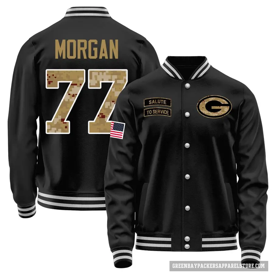 Men's ＃77 Jordan Morgan Green Bay Packers Black Salute to Service Sideline Performance Jacket