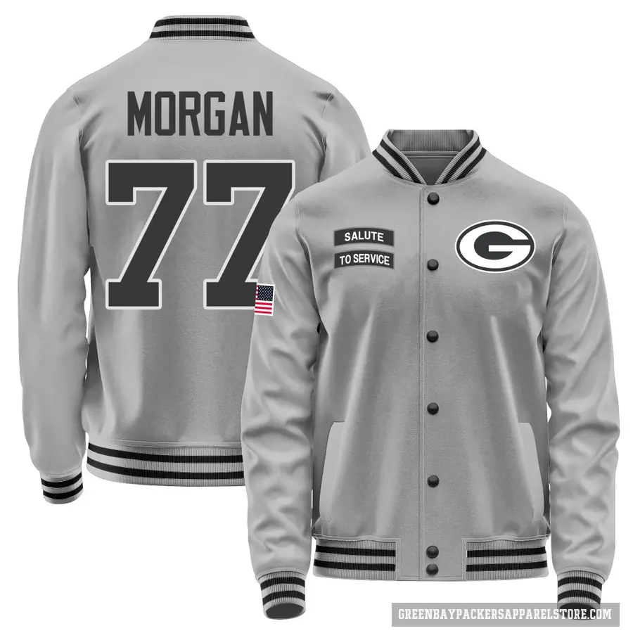 Men's ＃77 Jordan Morgan Green Bay Packers Gray Salute to Service Performance Jacket