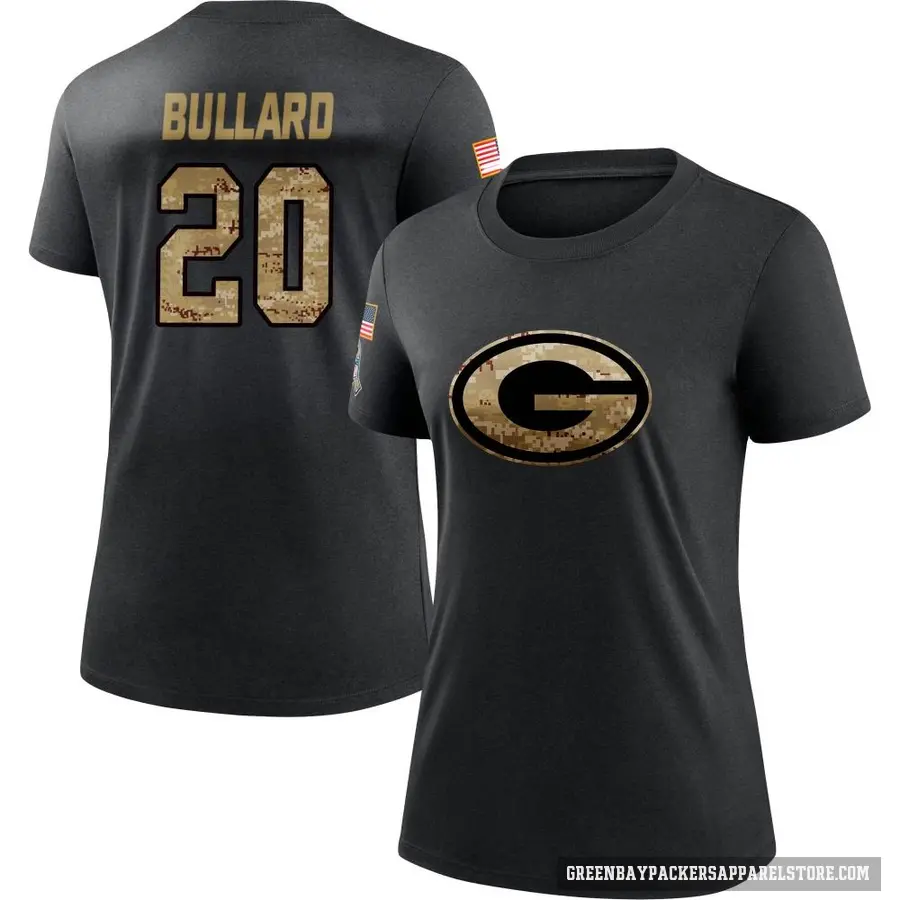 Women's ＃20 Javon Bullard Green Bay Packers Black 2020 Salute To Service Performance T-Shirt