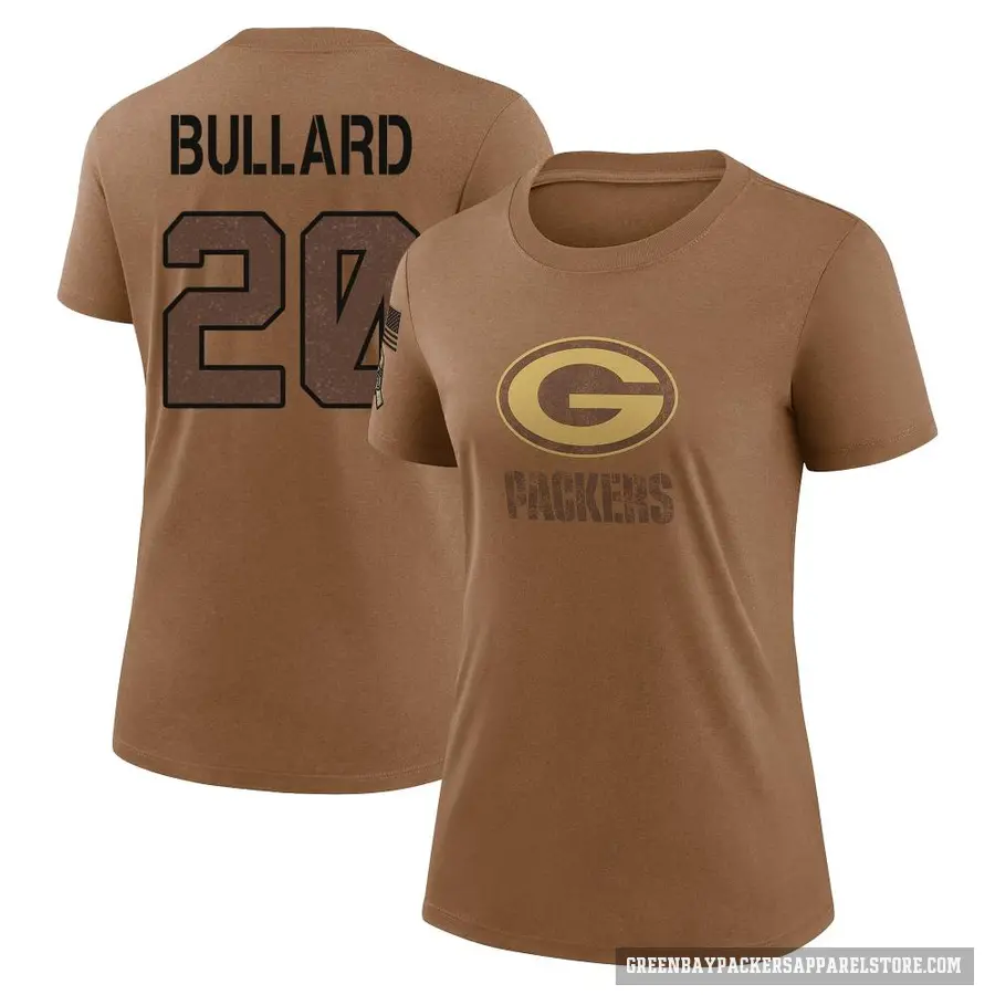 Women's ＃20 Javon Bullard Green Bay Packers Brown 2023 Salute To Service Performance T-Shirt