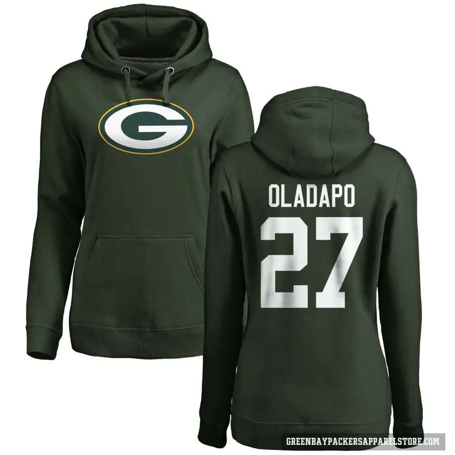 Women's ＃27 Kitan Oladapo Green Bay Packers Green Pro Line Logo Pullover Hoodie