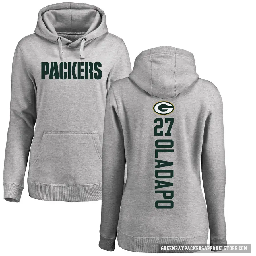 Women's ＃27 Kitan Oladapo Green Bay Packers Pro Line Ash Backer Pullover Hoodie