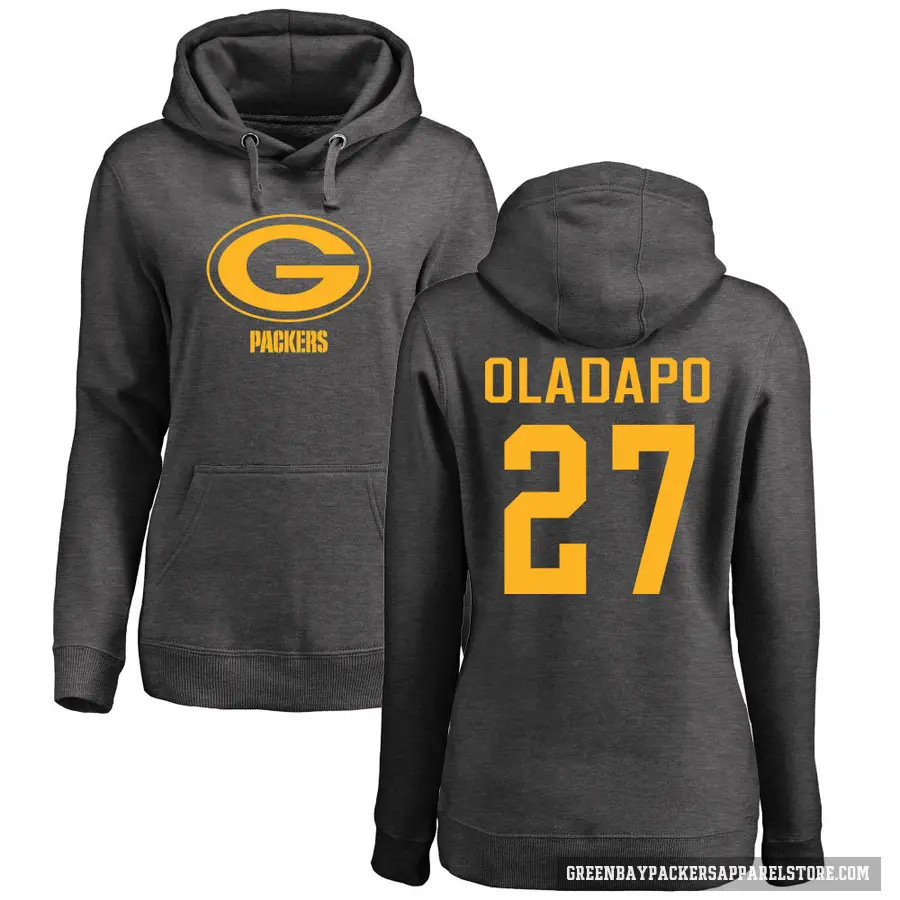 Women's ＃27 Kitan Oladapo Green Bay Packers Pro Line by Branded Ash One Color Pullover Hoodie