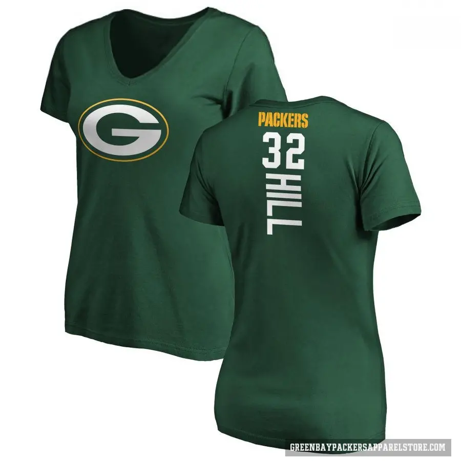 Women's ＃32 Kylin Hill Green Bay Packers Green Backer Slim Fit T-Shirt