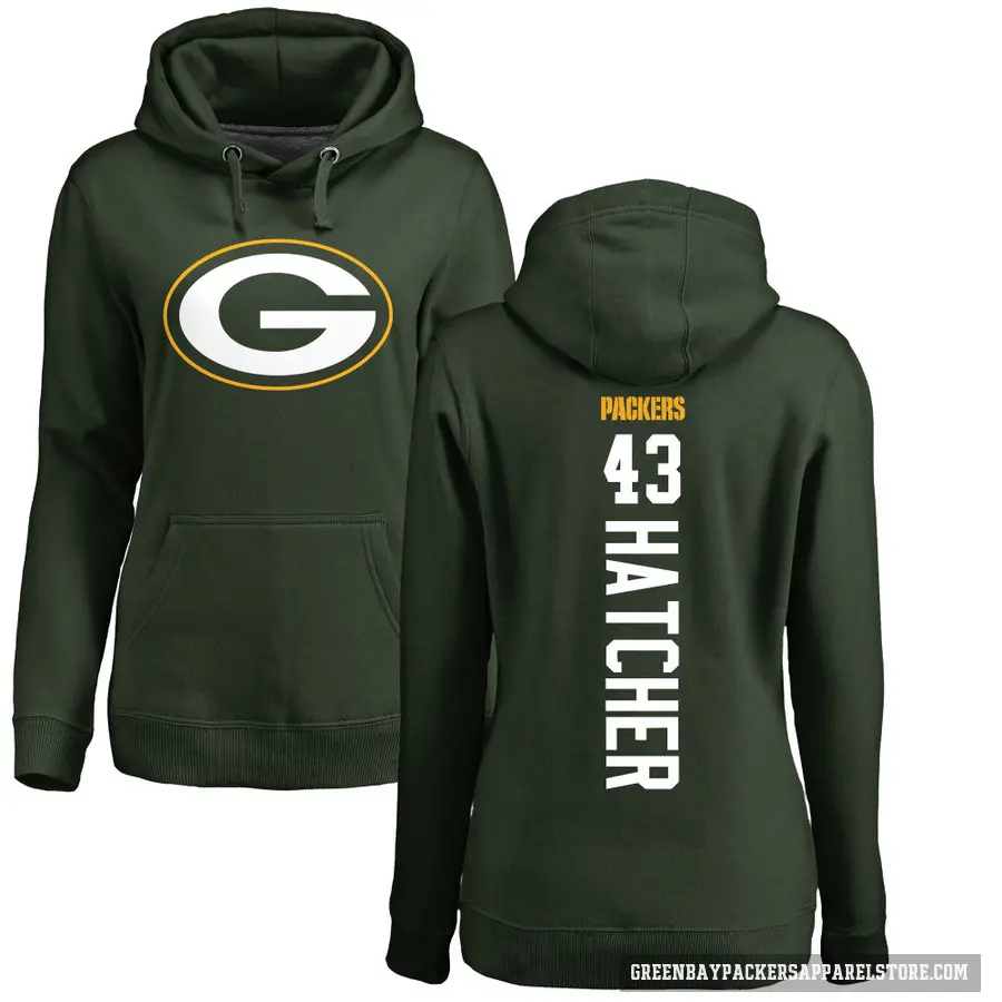 Women's ＃43 Broughton Hatcher Green Bay Packers Green Pro Line Backer Pullover Hoodie