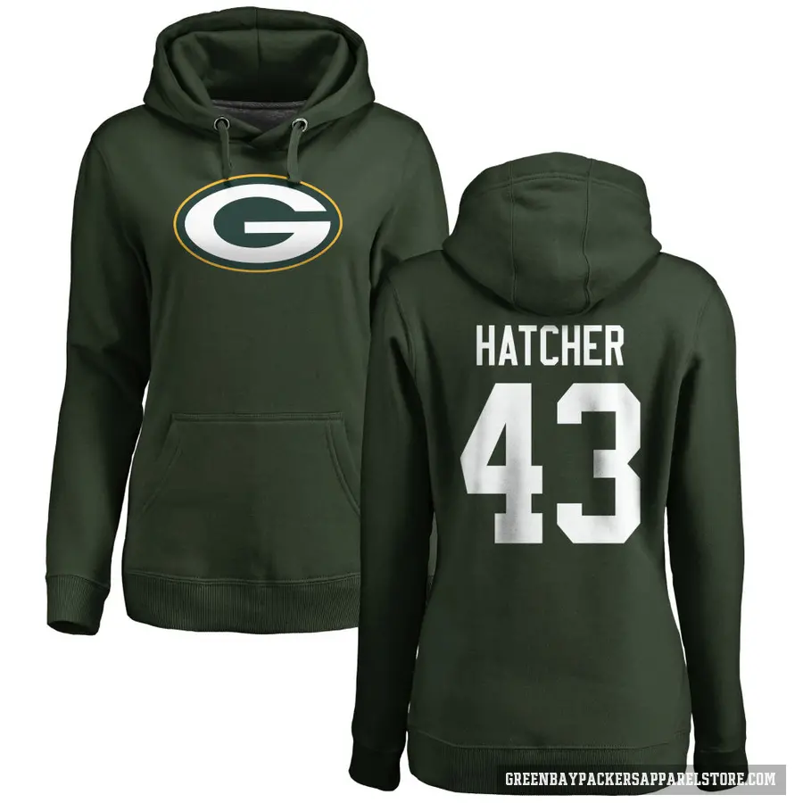 Women's ＃43 Broughton Hatcher Green Bay Packers Green Pro Line Logo Pullover Hoodie