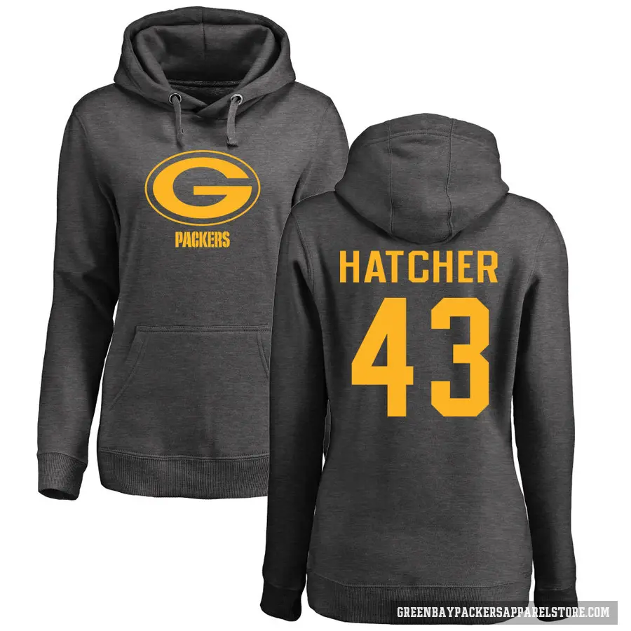 Women's ＃43 Broughton Hatcher Green Bay Packers Pro Line by Branded Ash One Color Pullover Hoodie