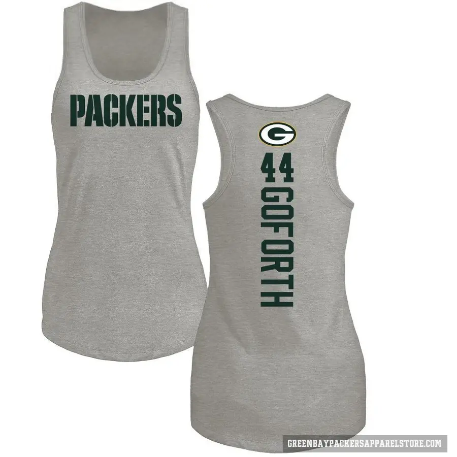 Women's ＃44 Ralen Goforth Green Bay Packers Ash Backer Tank Top