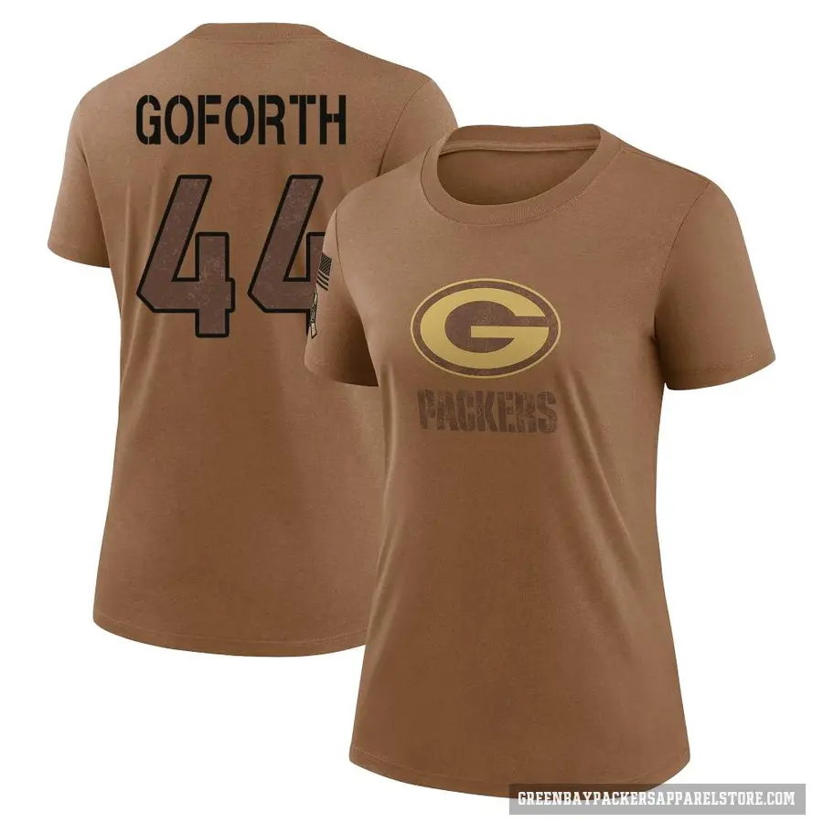 Women's ＃44 Ralen Goforth Green Bay Packers Brown 2023 Salute To Service Performance T-Shirt