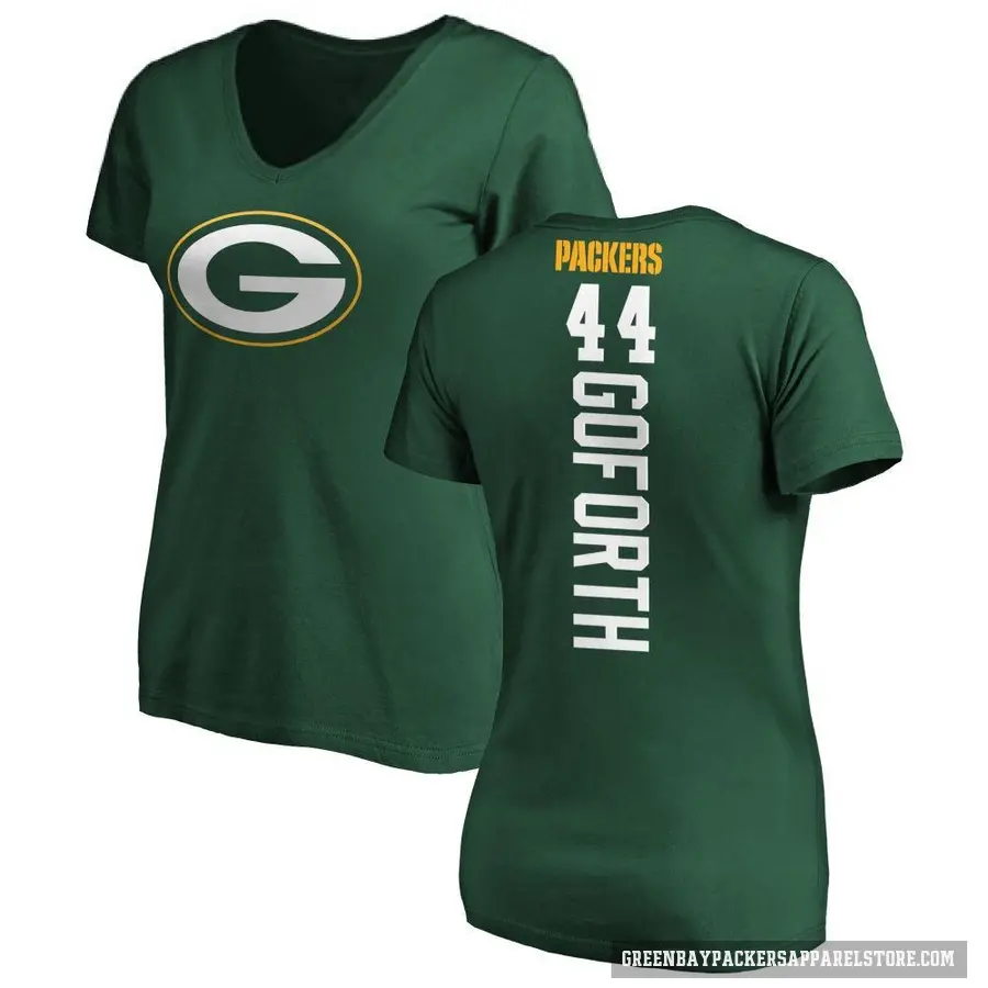 Women's ＃44 Ralen Goforth Green Bay Packers Green Backer Slim Fit T-Shirt