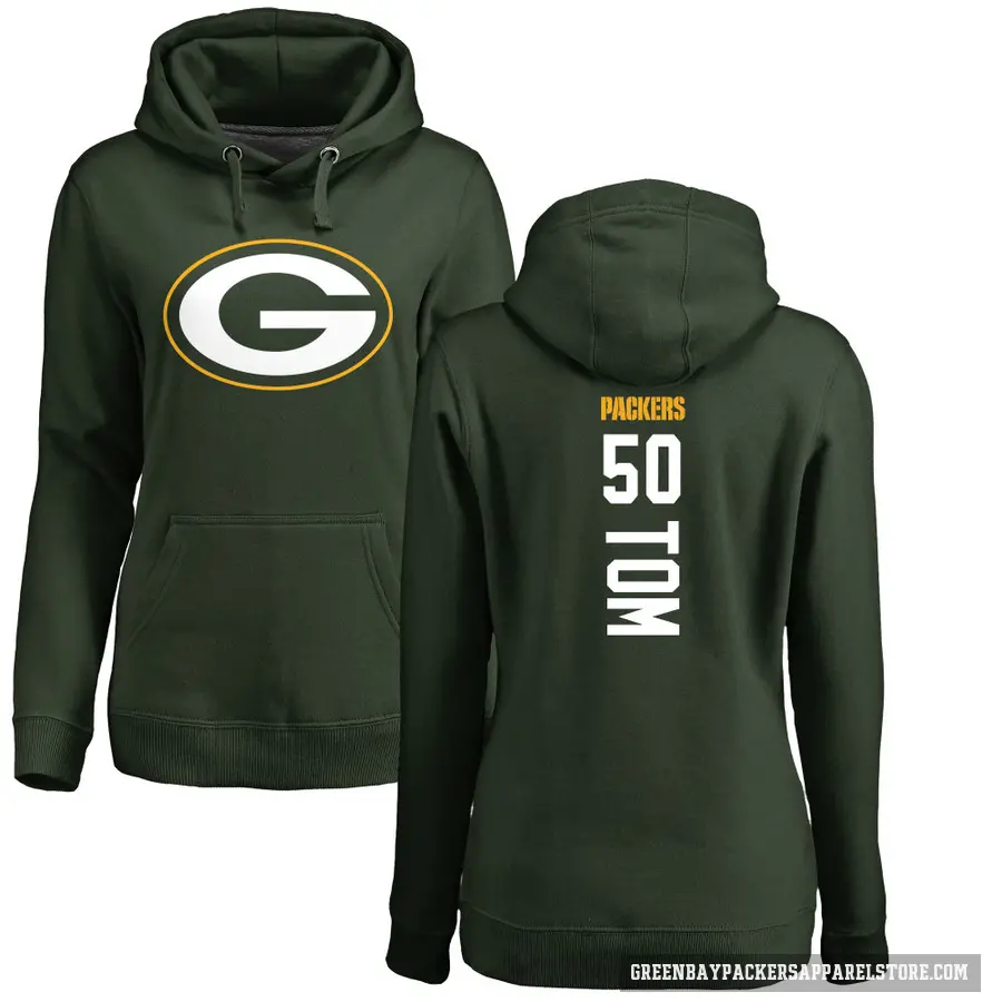 Women's ＃50 Zach Tom Green Bay Packers Green Pro Line Backer Pullover Hoodie