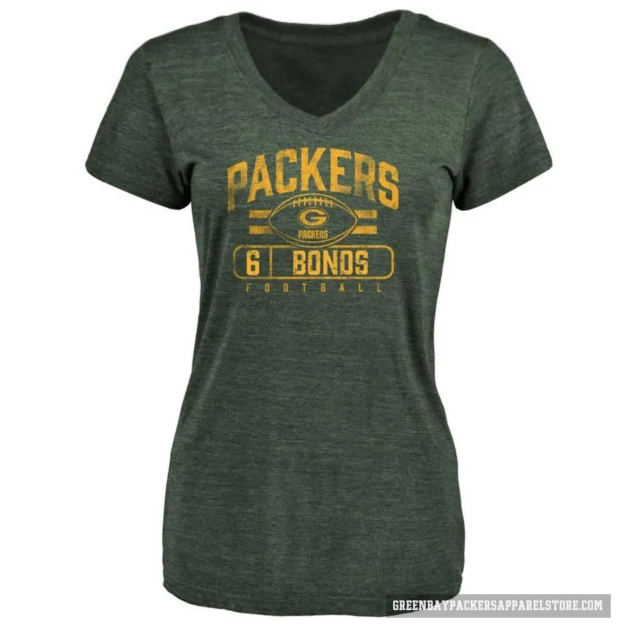 Women's ＃6 Jadakis Bonds Green Bay Packers Green Flanker T-Shirt