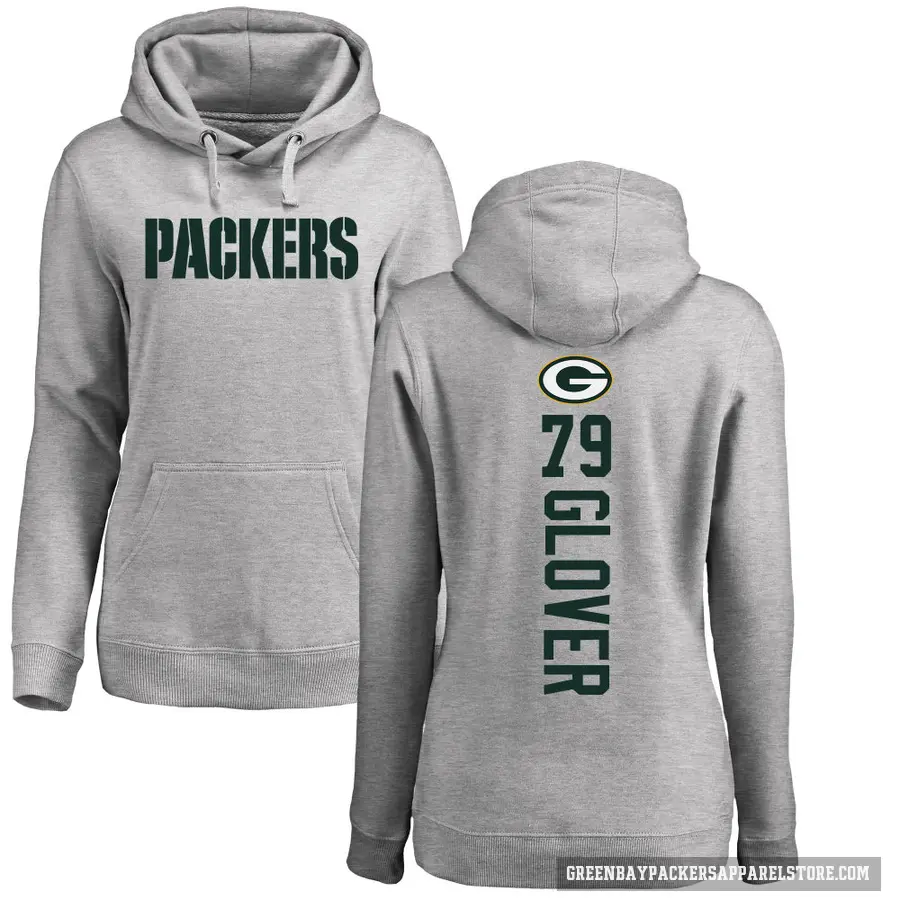 Women's ＃79 Travis Glover Green Bay Packers Pro Line Ash Backer Pullover Hoodie