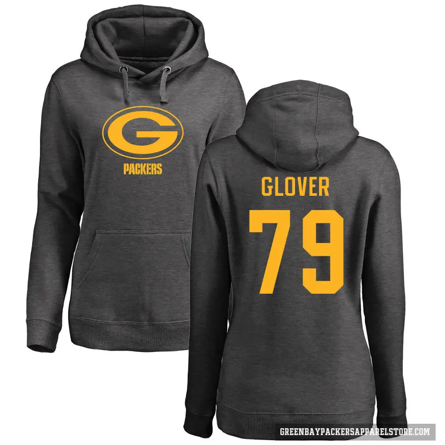 Women's ＃79 Travis Glover Green Bay Packers Pro Line by Branded Ash One Color Pullover Hoodie