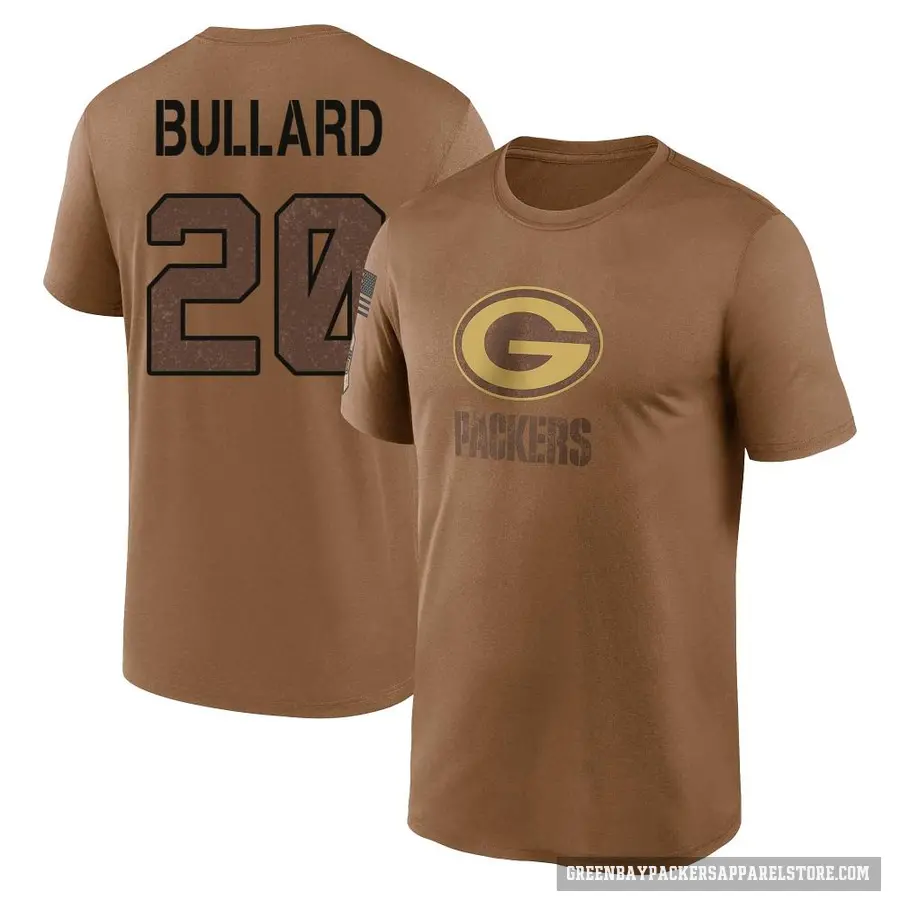 Youth ＃20 Javon Bullard Green Bay Packers Brown 2023 Salute To Service Performance T-Shirt